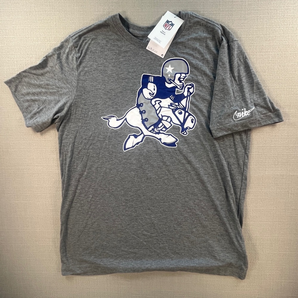 Nike NFL Dallas Cowboys Mens Grey Retro Graphic T-Shirt NJFD-06G L NWT Texas - Picture 2 of 12
